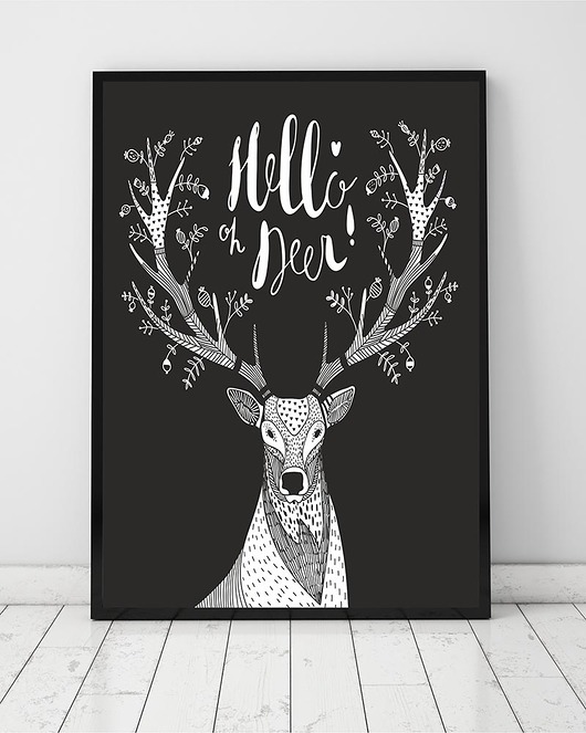 plakat. jeleń (format A3) Love Life and Forest