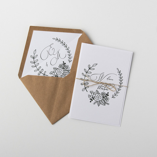 zaproszenia i kartki na ślub Kartka z okazji ślubu "Rustic" personalizowana