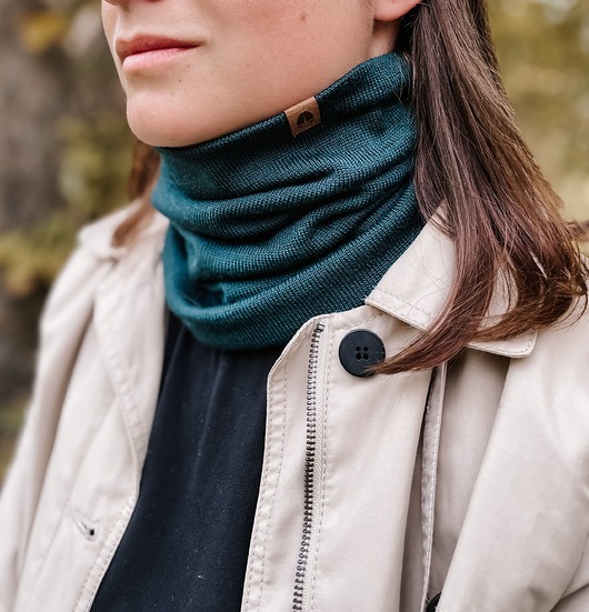 szale damskie KOMIN z 100% wełny merino- zielony