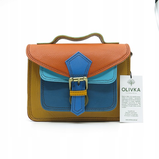torby na ramię Torebka damska skórzana listonoszka kolorowa rączka regulowany pasek Olivka