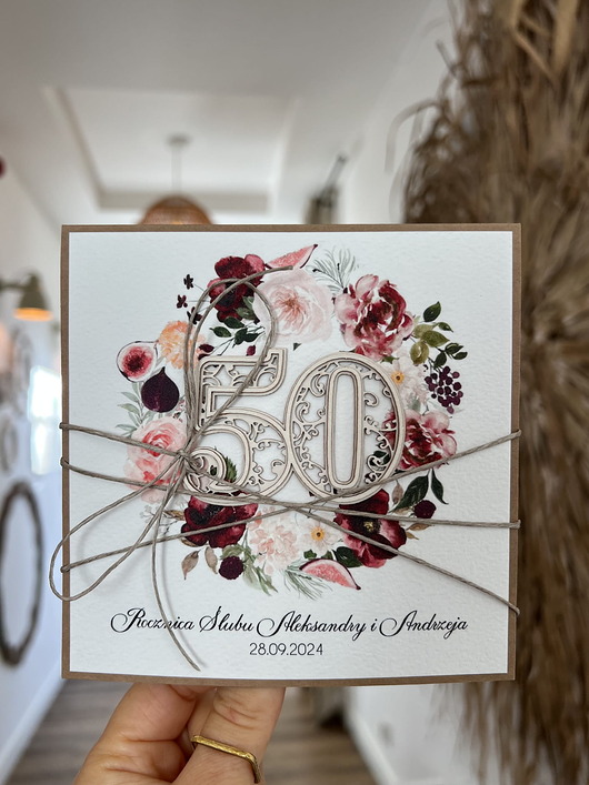 kartki scrapbooking Wyjątkowa kartka ręcznie robiona z okazji 50 rocznicy ślubu