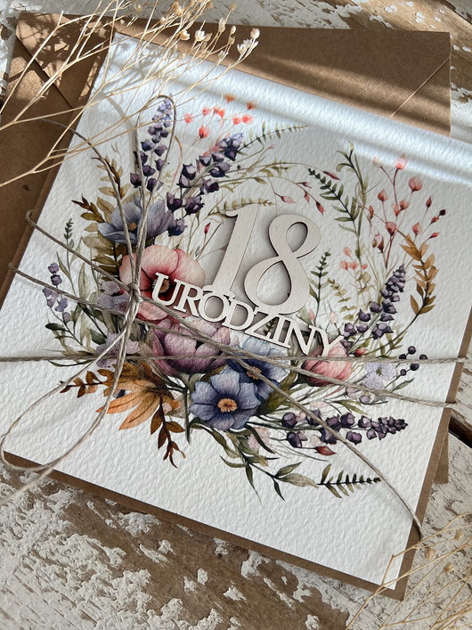 kartki scrapbooking Wyjątkowa ręcznie robiona kartka na 18-ste urodziny, osiemnastka, pomysł na p