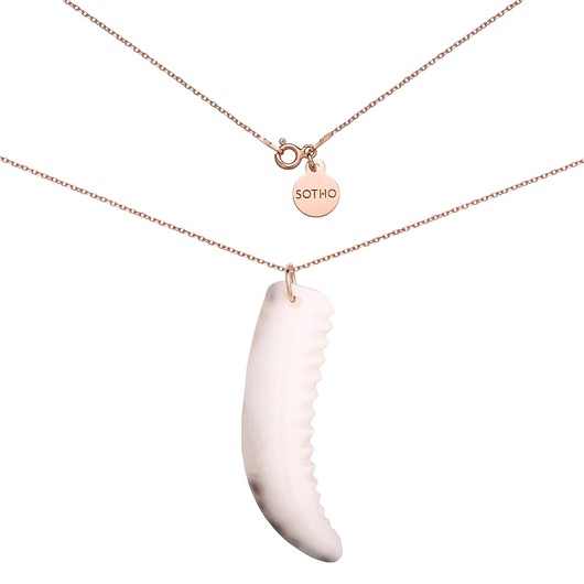 złote naszyjniki Naszyjnik z różowego złota z kłem rekina