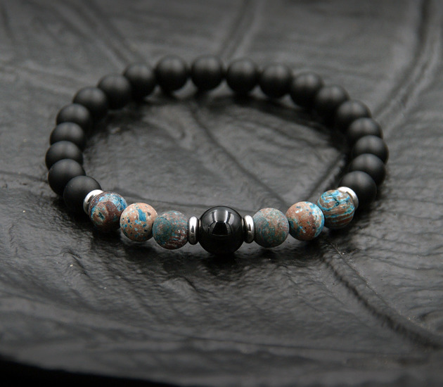 biżuteria męska OCHRONA, SPOKÓJ, SIŁA : turmalin, onyks, jaspis