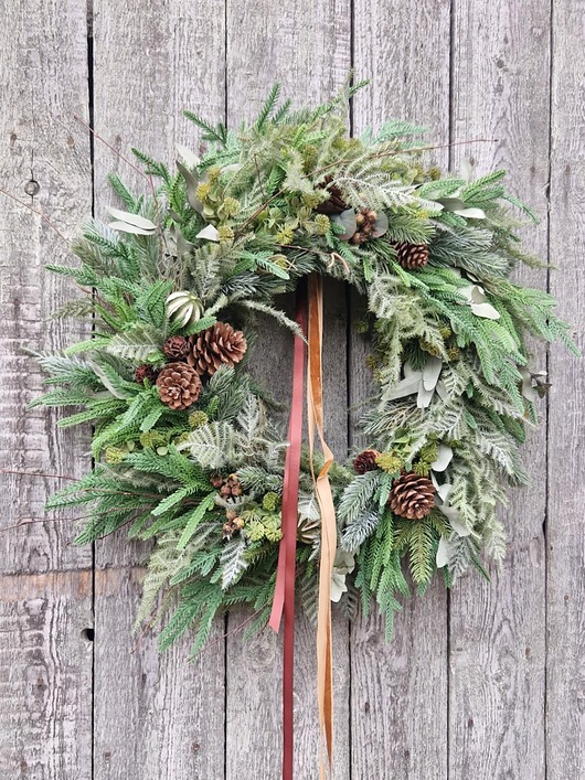 wianki bożonarodzeniowe Sztuczny wianek premium LEŚNA opowieść XXL 60cm