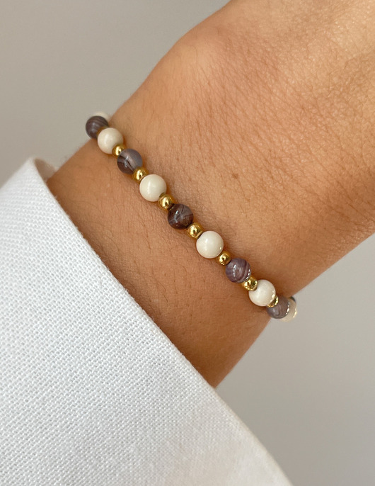 bransoletki z kamieni naturalnych Bransoletka na gumce - jaspis, agat botswana