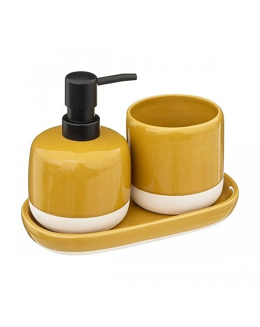 dodatki - łazienka - różne Komplet Łazienkowy Zestaw Łazienkowy Ceramiczny Yellow