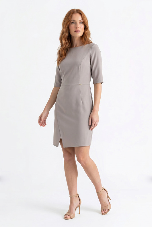 sukienki midi damskie Elegancka sukienka midi z krótkim rękawem - M1372