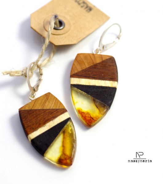 Wood&Amber Kolczyki Etno Maszyneria