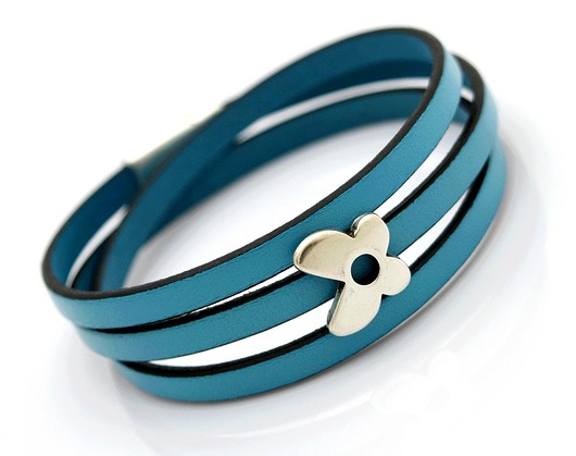 bransoletka skóra MAGNETOOS TRIPLE motyl in blue Beezoo