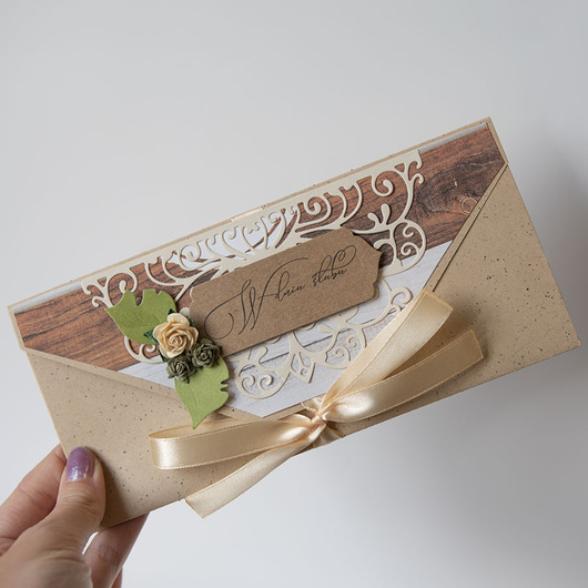 kartki scrapbooking Kartka ślubna folder na pieniądze kieszonka