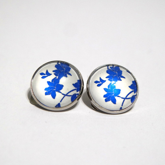 klipsy Klipsy - Niebieski kwiat - duże