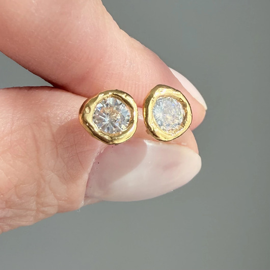 kolczyki pozłacane Srebrne pozłacane kolczyki z cyrkoniami PŁYNNE SREBRO