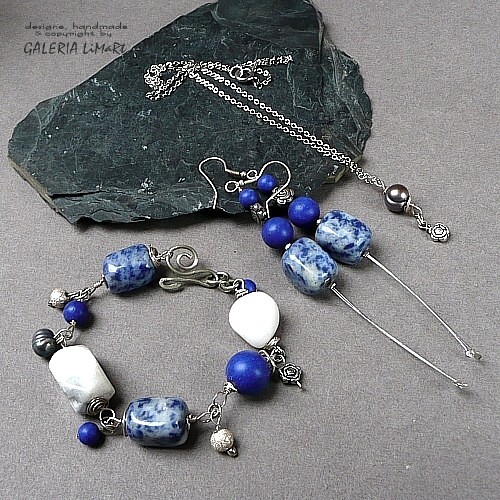 Komplet. Lapis lazuli i perła Galeria Limart