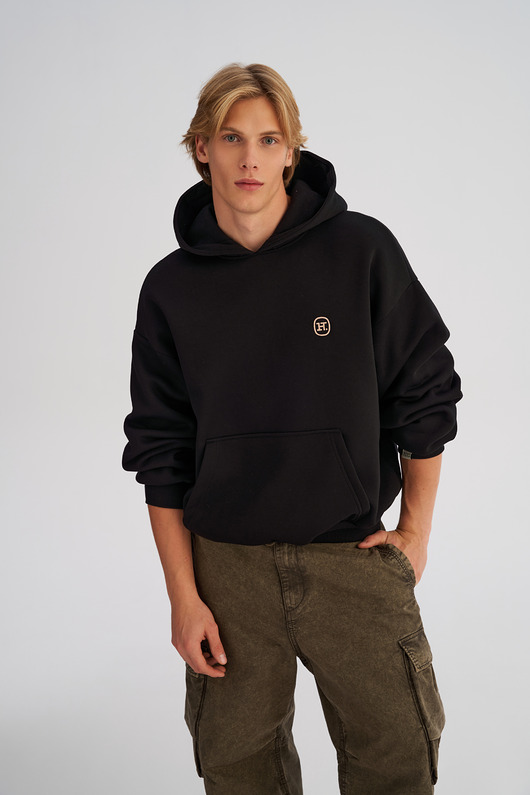 bluzy męskie Bluza z kapturem PUFFA Black męska