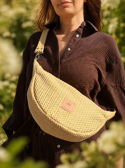 saszetka nerka Welurowa listonoszka crossbody Żółta