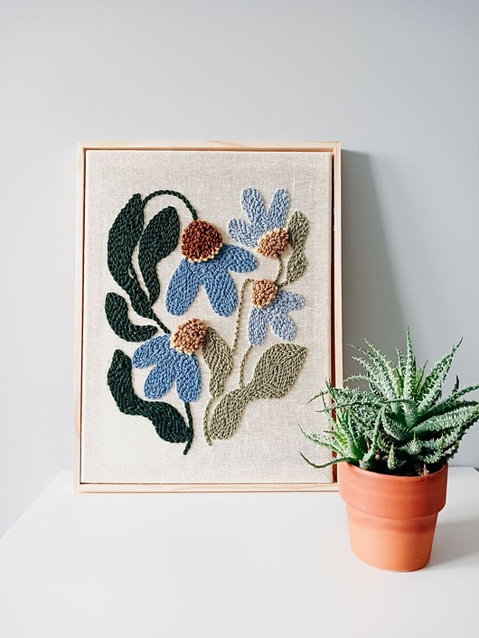 obrazy Obraz  punch needle "Niezabudki" NA ZAMÓWIENIE