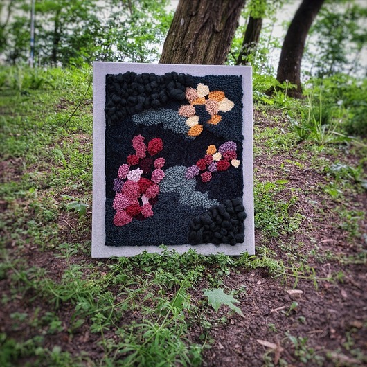 obrazy Obraz zielona sciana punch needle