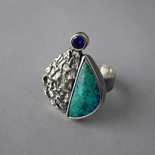 pierścionki srebrne Pierścionek -szatukit i szafirek-