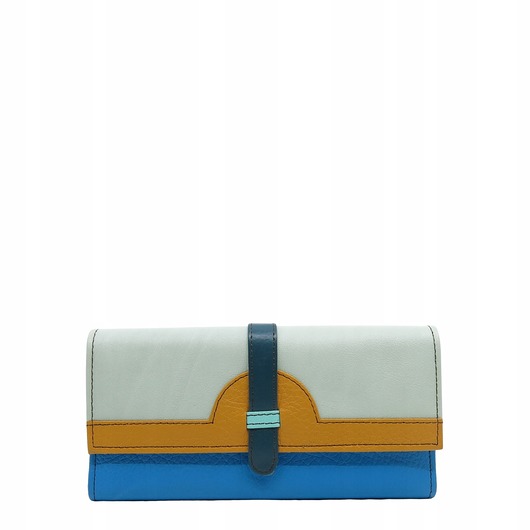 portfele damskie Portfel damski skórzany ze skrawków kolorowy przegródki na karty OLIVKA