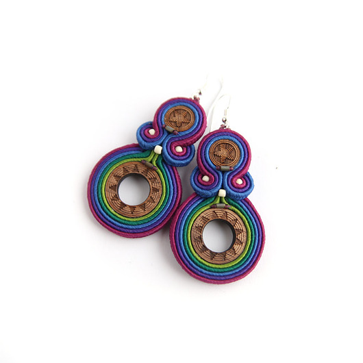 kolczyki soutache Indi M - kolczyki etno, srebro