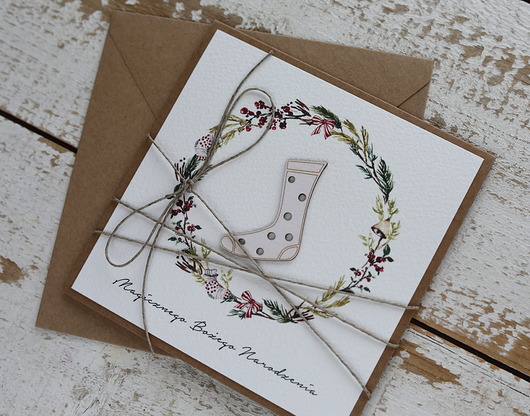 kartki świąteczne Wyjątkowa stylowa kartka ekologiczna świąteczna na Boże Narodzenie