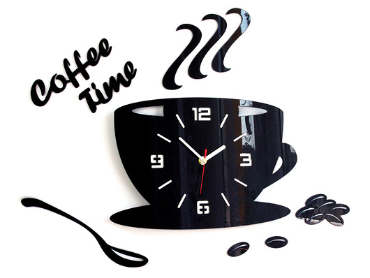Zegar kuchenny Filiżanka 3d Czarna ModernClock