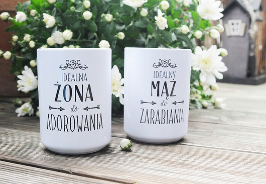 kubki Idealny mąż i żona, kubki dla małżeństwa, zestaw