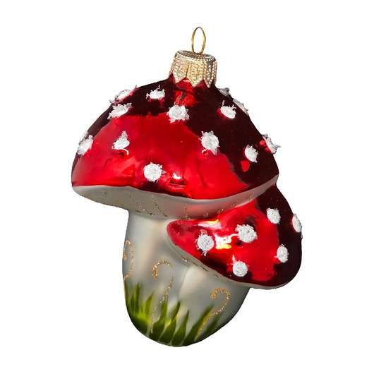 bombki Ręcznie malowana bombka szklana błyszczące czerwone muchomory
