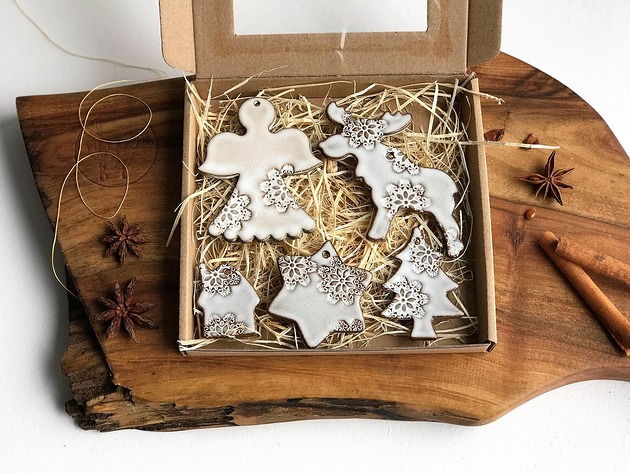 ozdoby choinkowe Zawieszki choinkowe  ceramiczne ozdoby świąteczne