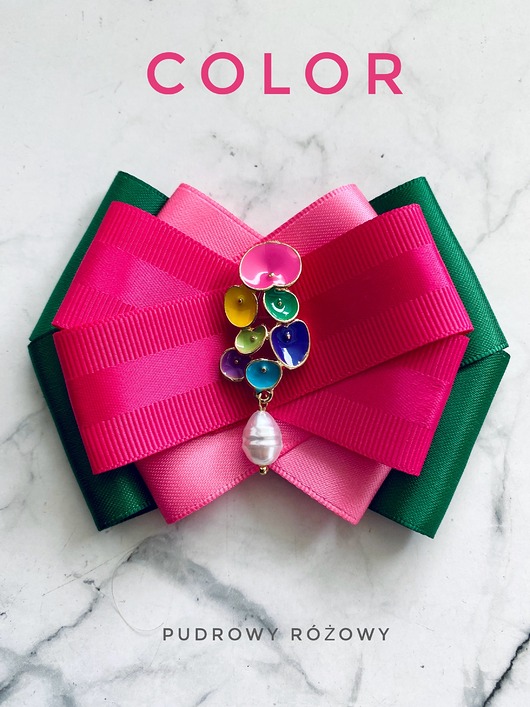 broszki Brosza z Kolekcji COLOR z kolorowymi kwiatkami i perłą