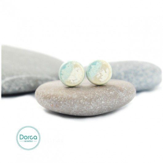 Miętowo beżowe 6,5mm- ceramiczne kolczyki Dorca