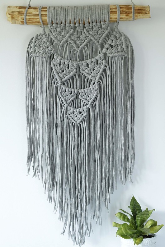 Makrama GREY ozdoba na ścianę macrame SisFox
