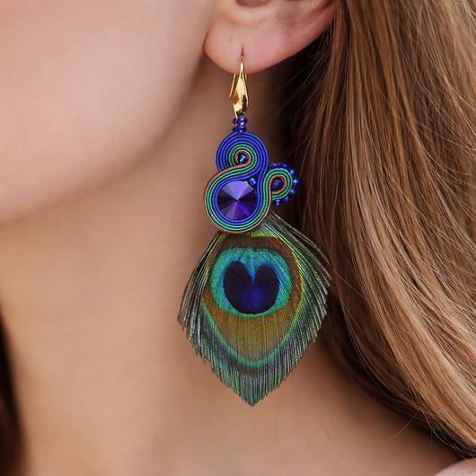 kolczyki soutache Peacock Eye-kolczyki soutache