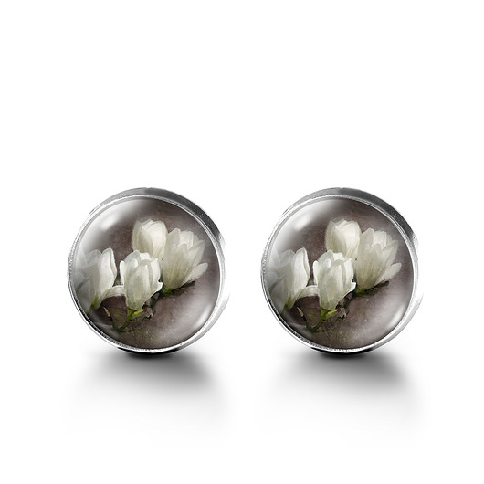 kolczyki szklane Kolczyki sztyfty - Magnolia