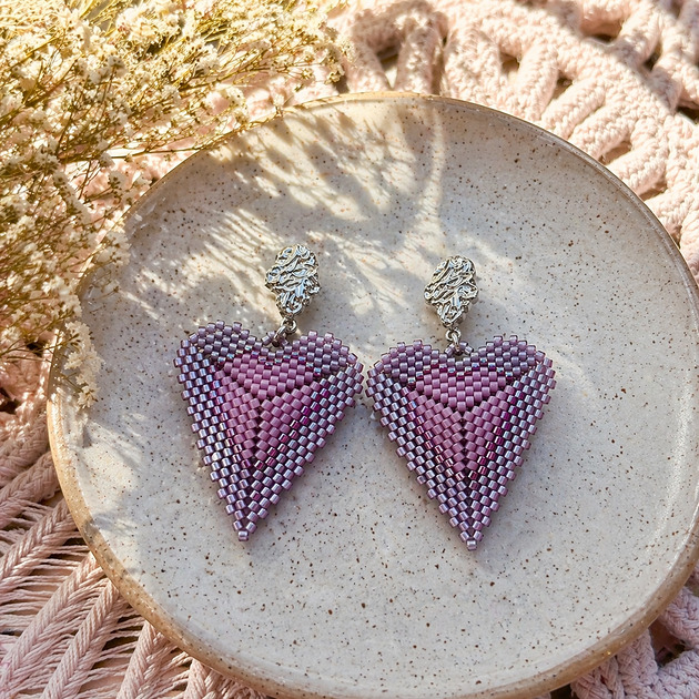 kolczyki szklane Kolczyki z koralików Serce