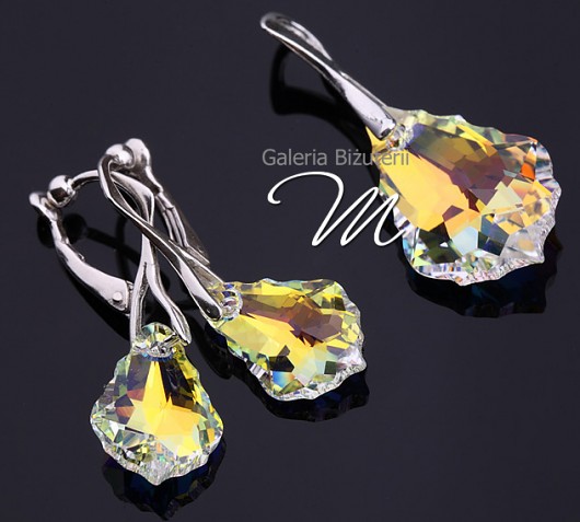 Komplet z klipsami - kryształ Swarovski barok AB mellody