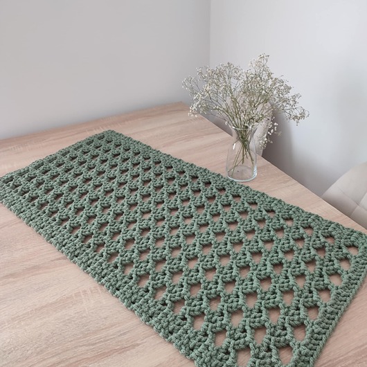 obrusy i serwetki Bieżnik szydełkowy prostokątny ze sznurka 45cmx95cm