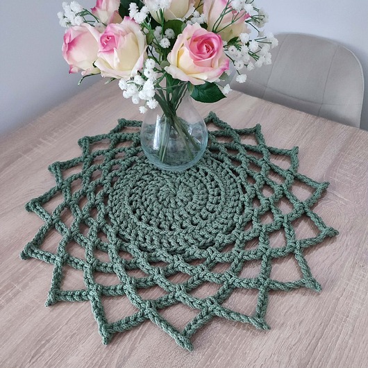 obrusy i serwetki Serweta szydełkowa ze sznurka dekoracyjna 50cm