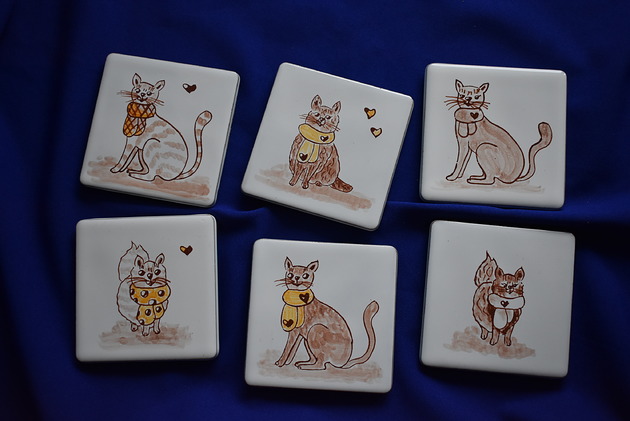 podkładki do kuchni Podkładki pod kubki kafelki koty