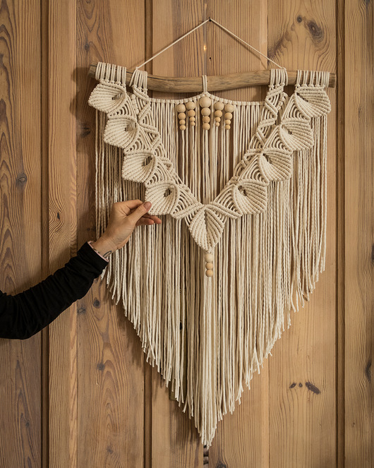 makramy Makrama Pawne S kremowa