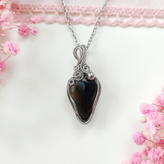 wisiory Naszyjnik Onyks stal chirurgiczna wisiorek handmade wirewrapping