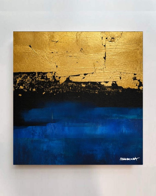 obrazy GRANATOWA GŁĘBIA - unikat obraz ręcznie malowany akryl 120x120cm
