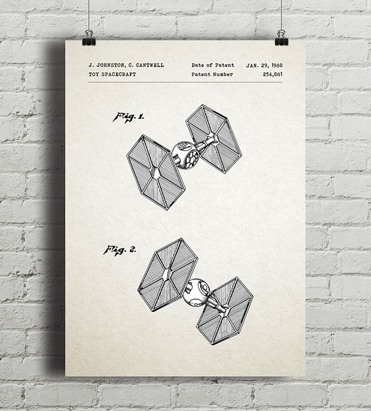 Star Wars TIE Fighter - patent - plakat vintage minimalmill