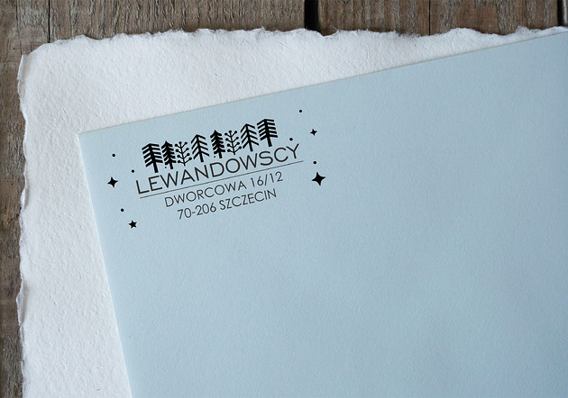 stemple Personalizowany drewniany stempel z adresem - zimowy