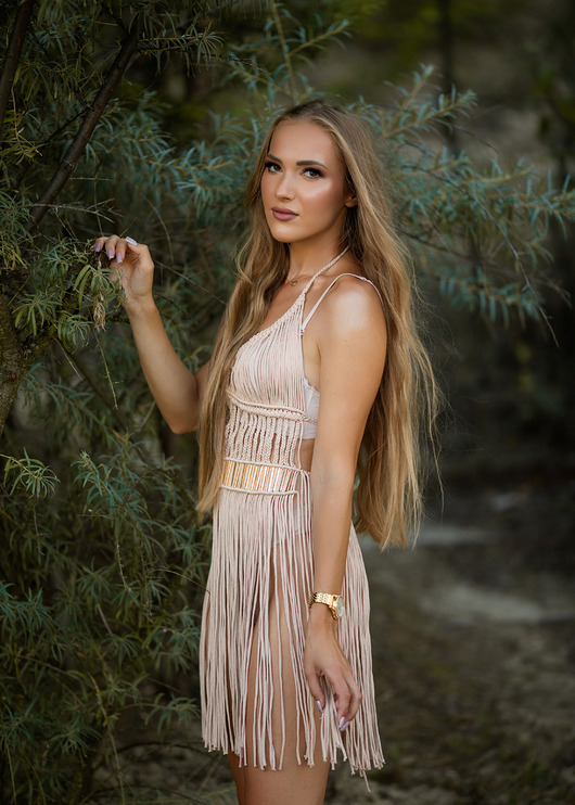 sukienki midi damskie Sukienka makrama boho festiwalowa/na sesje zdjęciowe