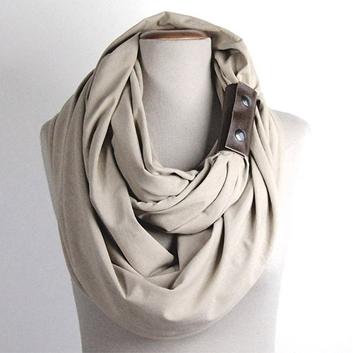 Dzianinowy Komin Tuba Szal XXL - beige (opaska) CADOaccessories