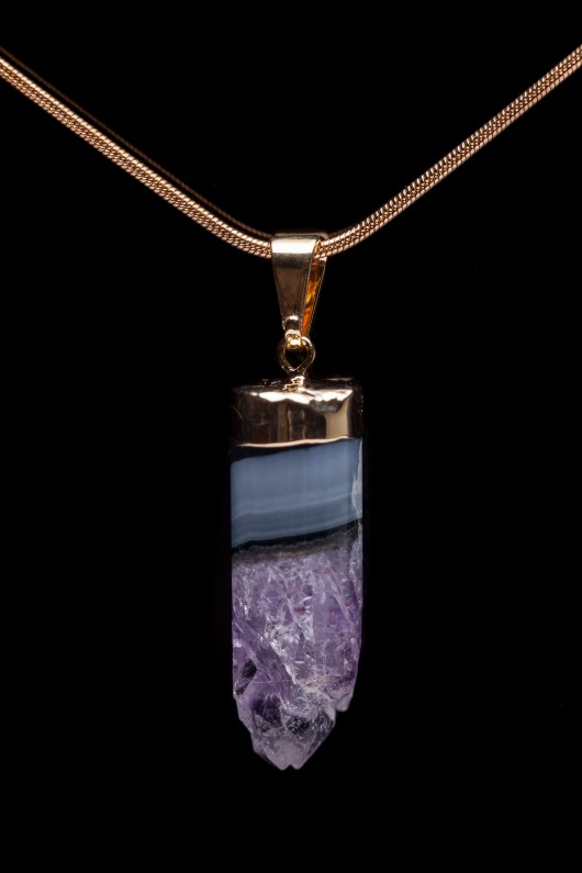 Brazi Colare Cylinder Ametystu w złocie Brazi Druse Jewelry