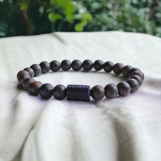 biżuteria męska Bronzyt & turmalin : ochronna bransoletka : 8mm