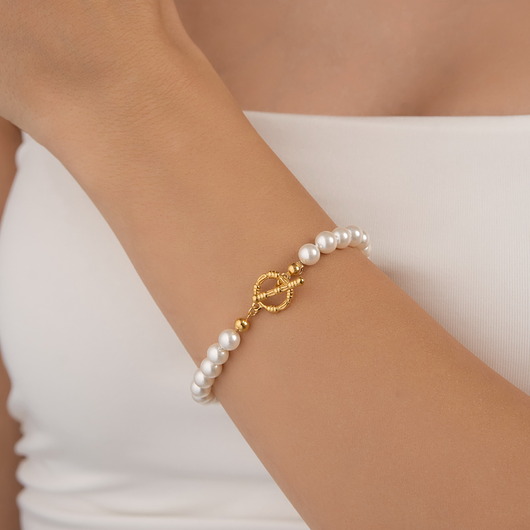 bransoletki złote Bransoletka perły srebro 925 pozłacane
